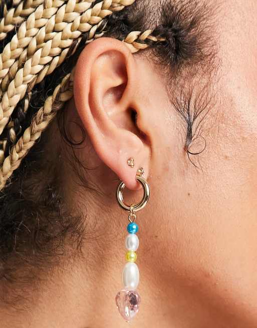 Pearl hoop earrings deals topshop