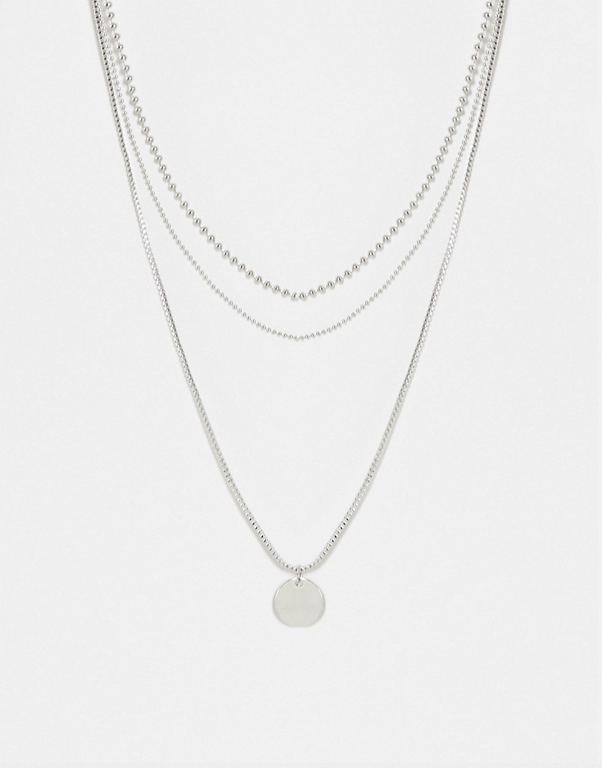 Topshop mixed chain multirow necklace in silver