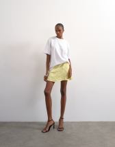 Topshop mixed fabric satin flippy mini skirt in soft lime
