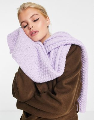Topshop mixed knit scarf in lilac