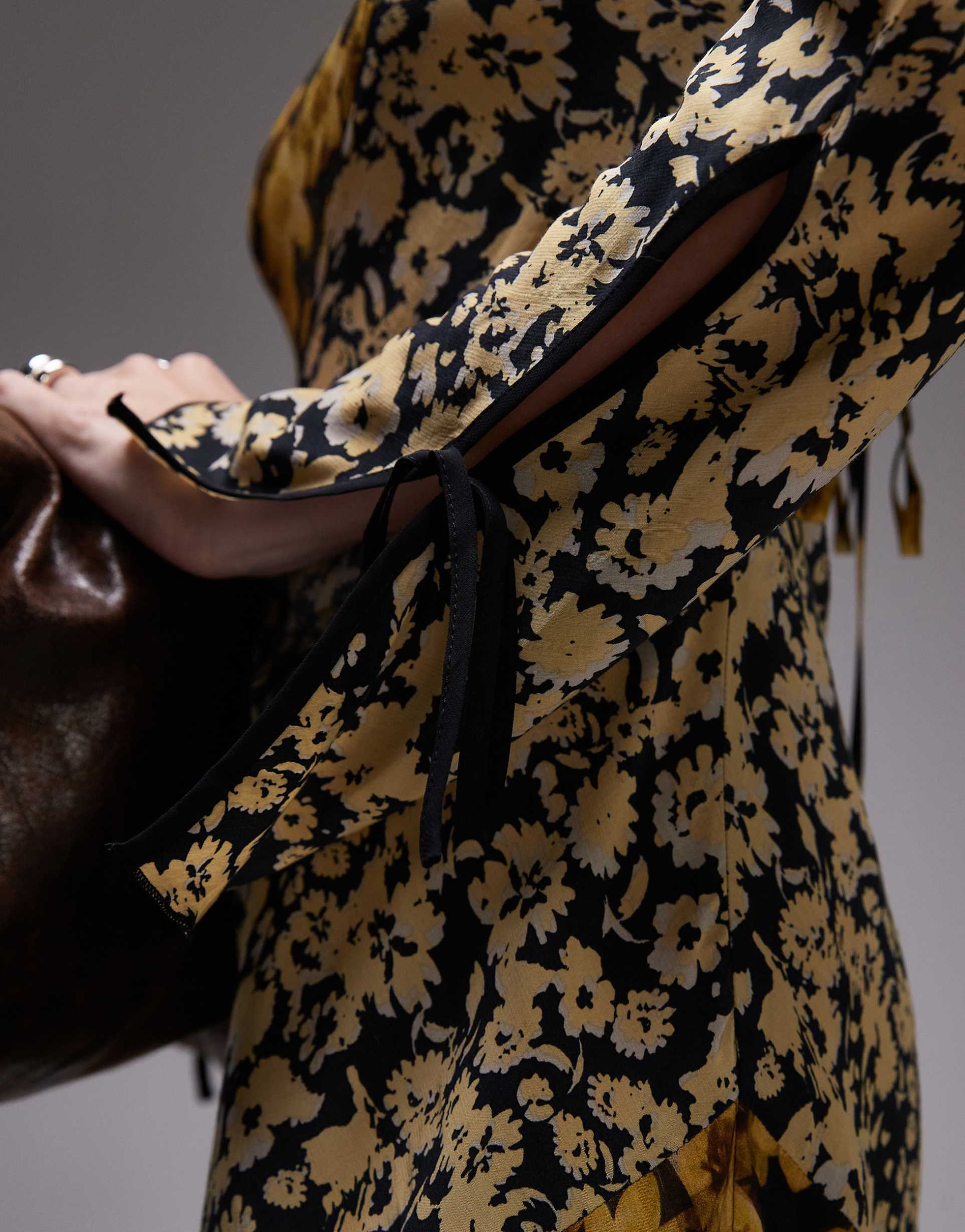 topshop mixed print mini tea dress in yellow floral