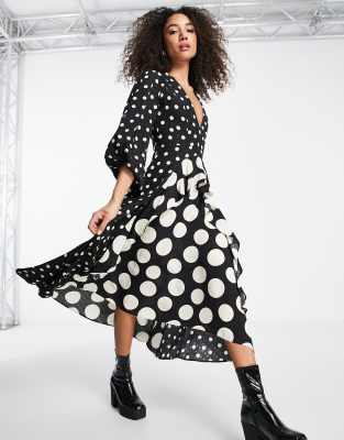 Mixed spot outlet midi dress warehouse