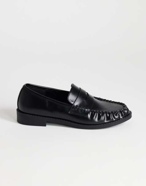 Topshop - mocasines Dominic fruncidos en negro - view 1