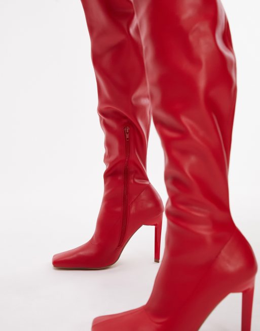 Topshop red 2025 patent boots