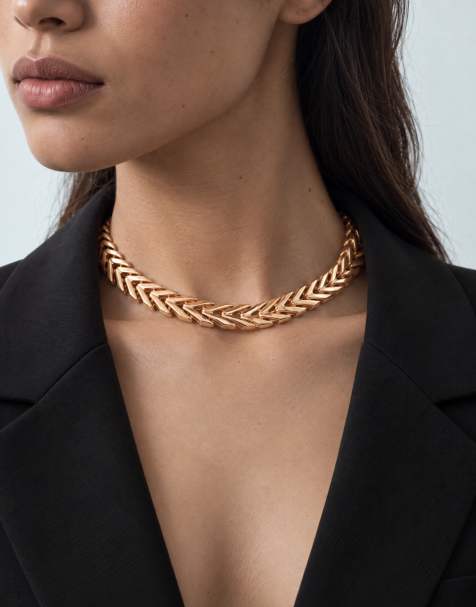 Topshop Molly Choker-Halskette aus Schlangenkette in Gold - view 1