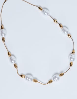 Topshop - Molly - Perlenkette aus Edelstahl in Goldoptik-Goldfarben
