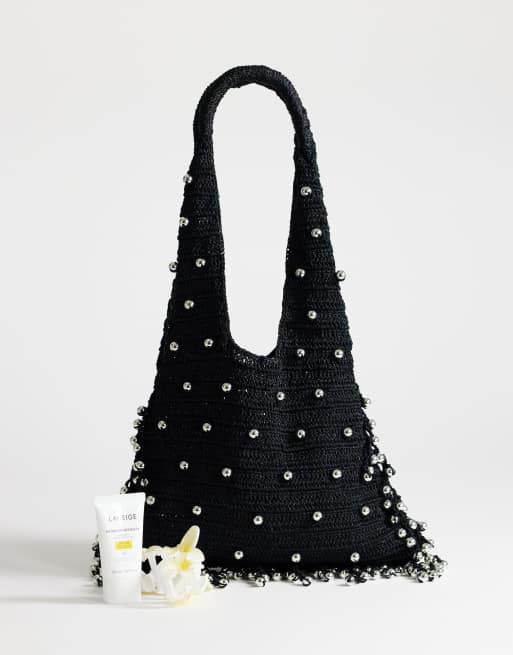 Topshop Molly sac tissé moyen orné de perles noir, 2 de 4