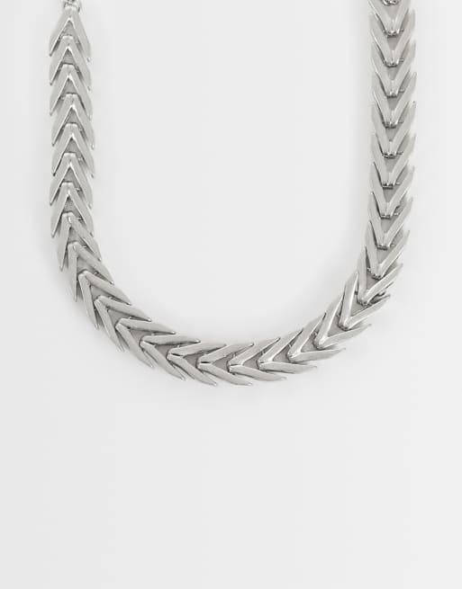 Topshop Molly snake chain choker in silver, 2 of 5