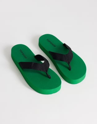 Topshop Molly Toe Thong Sandals In Green