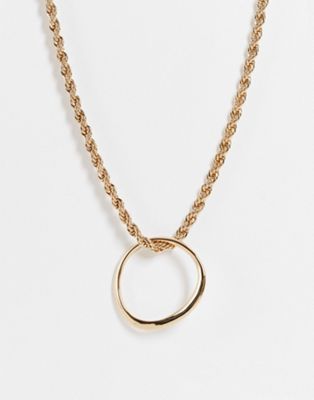 Topshop molten open circle pendant necklace in gold