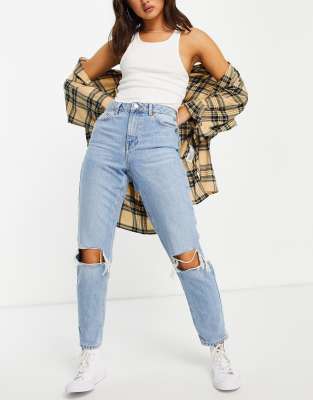 topshop ripped pocket detail mom jeans