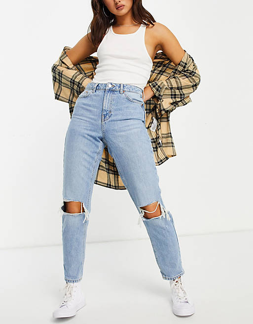 Topshop Mom jean with rips in bleach
