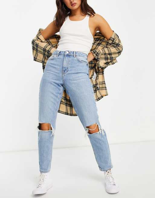 Topshop Mom jean with rips in bleach | ASOS