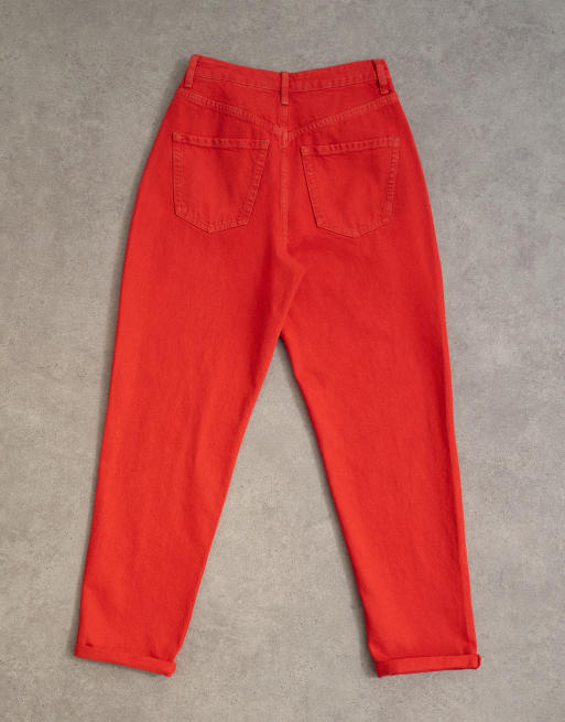 Topshop - Mom jeans ampi a vita alta rossi, 7 di 7