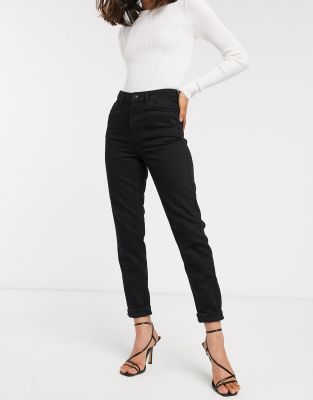 asos mom jeans black