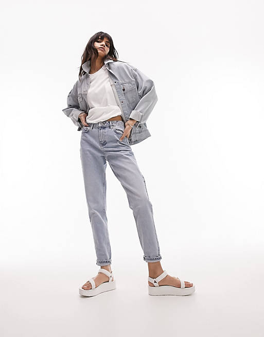 Topshop mom jeans in bleach 