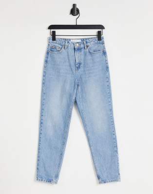 Topshop Mom Jeans In Bleach-blues In Blues