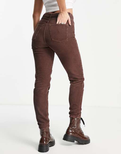 Topshop mom jeans in brown cord