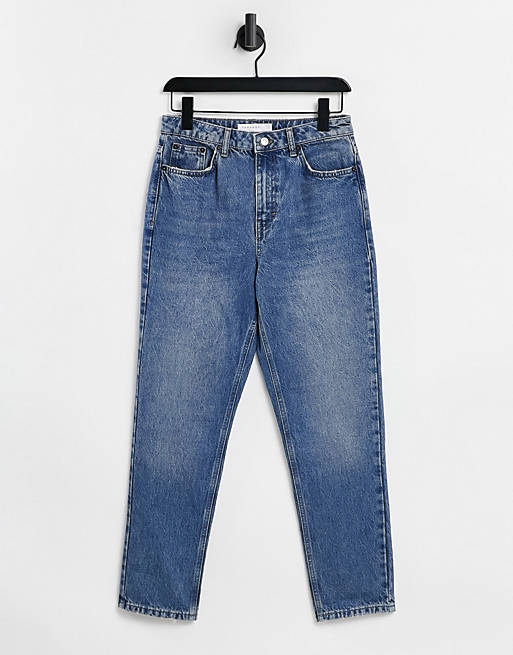 Topshop Mom jeans in mid wash blue