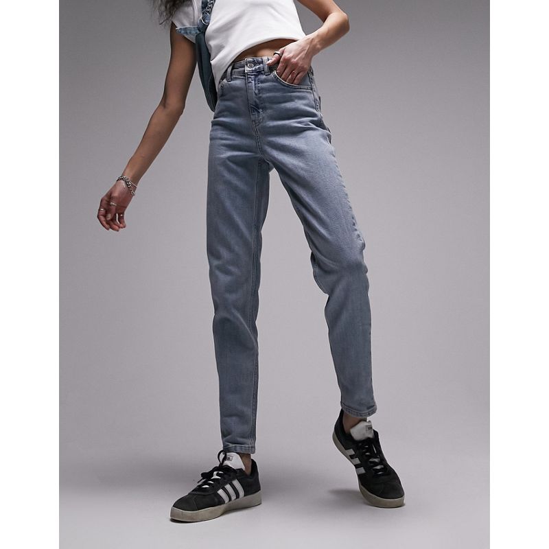 Donna Jeans a vita alta Topshop - Mom jeans in misto cotone organico premium candeggiato 