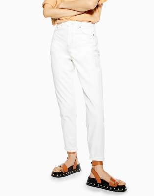 Topshop mom jeans in off white