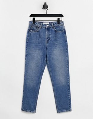 Topshop – Mom-Jeans in verwaschenem Mittelblau
