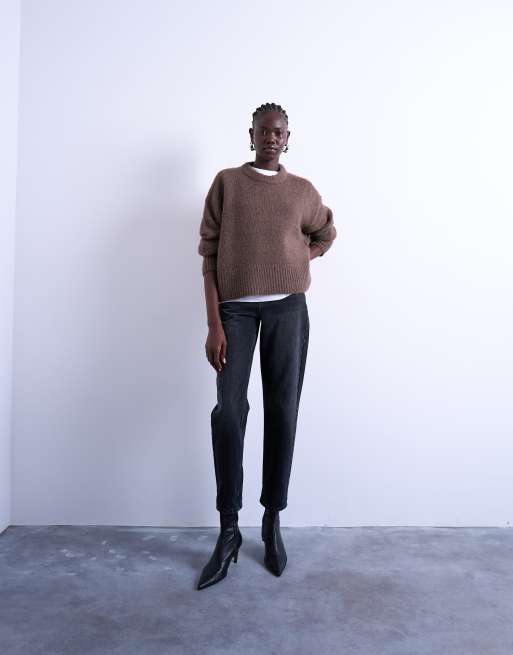 Topshop – Mom-Jeans in verwaschenem Schwarz, 3 von 5