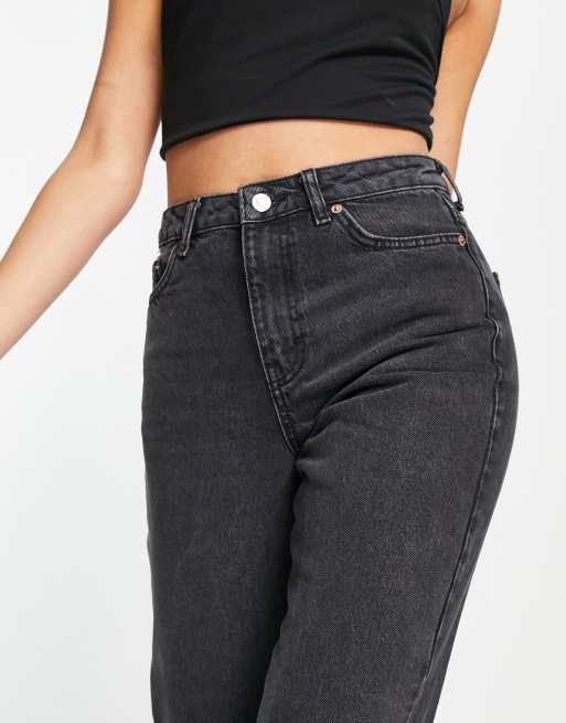 Topshop mom jeans in washed black | ASOS