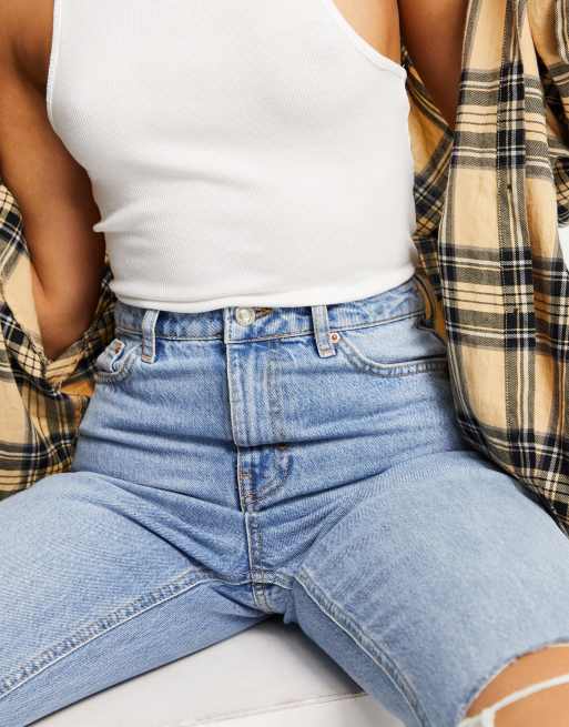 Topshop - Mom jeans met scheuren in gebleekte blauwe wassing, 3 van 4
