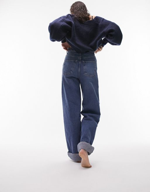 Topshop - Mom jeans oversize blu medio