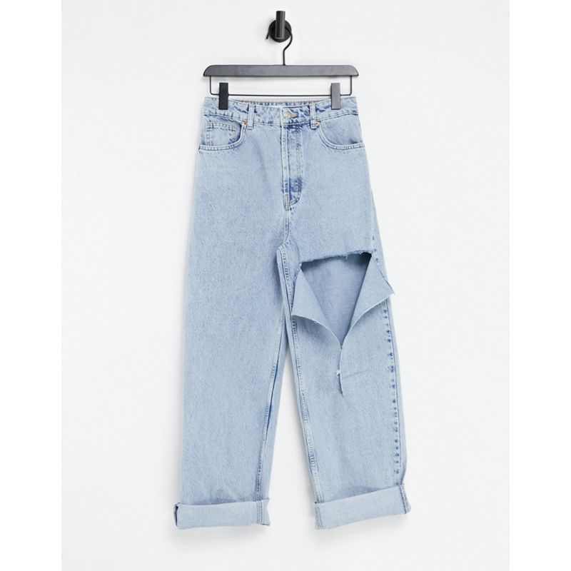 Jeans strappati U7Ukp Topshop - Mom jeans oversize con strappi lavaggio candeggiato