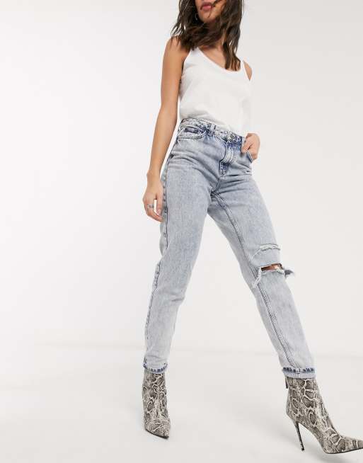 Topshop bleached ripped mom 2024 jeans