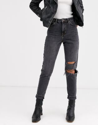 black ripped mom jeans topshop