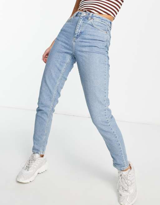 Topshop Tall comfort stretch Mom jeans in bleach