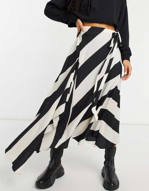 Topshop monochrome stripe midi skirt