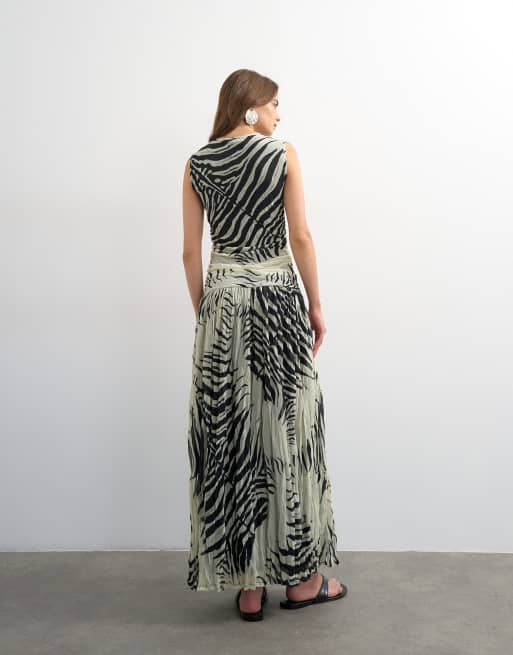 Topshop - Monokrom maxikjole i mesh med zebraprint og sænket talje, 2 af 4