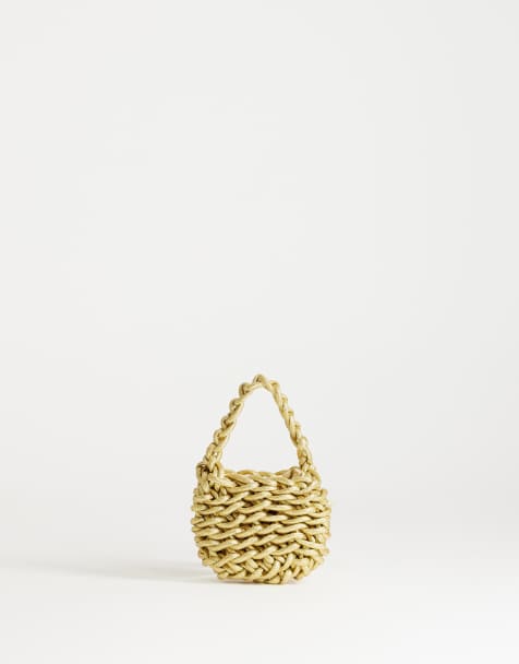 Topshop – Morgan – Kleine Handtasche in Gold mit Flechtstruktur - view 1