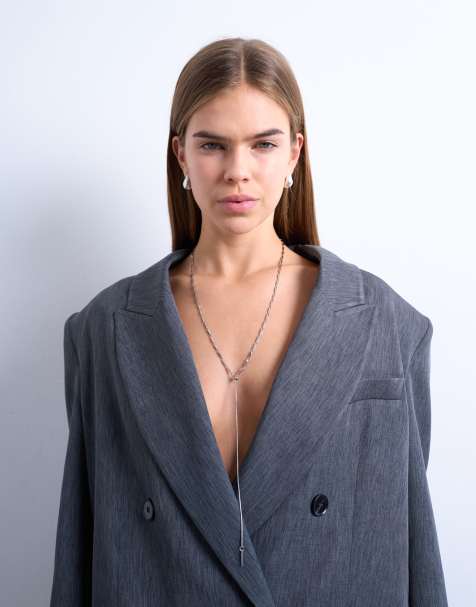 Topshop - Morgan - Lange gedraaide schakelketting van roestvrij staal in zilver - view 1