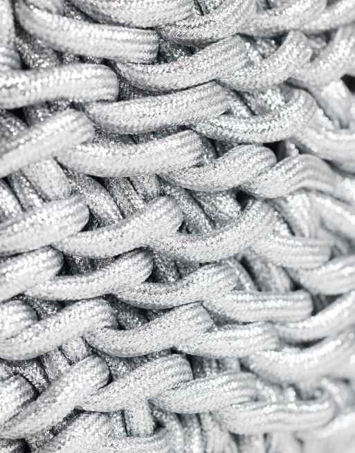 Topshop Morgan small weave grab bag in silver, 2 of 4