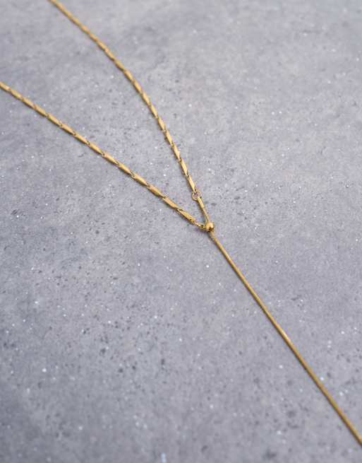 Topshop Morgan stainless steel twisted long chain necklace in gold, 2 of 3