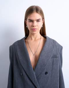 Morgan stainless steel twisted long chain necklace in silver