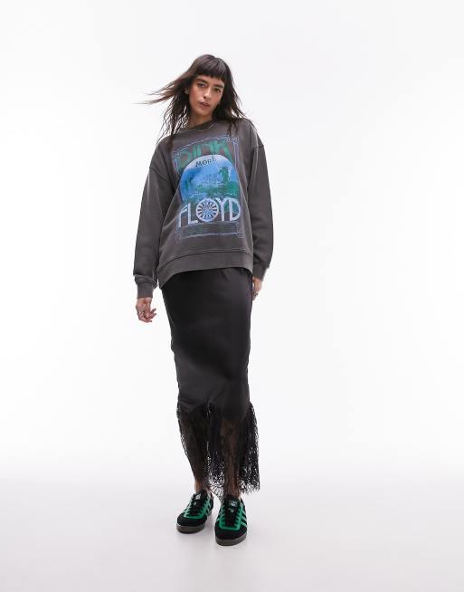 Topshop – Mörkgrå sweatshirt med licenserat 'Pink Floyd'-tryck, 3 av 4