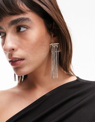 Topshop Moscow chainmail drop earrings in multi tone
