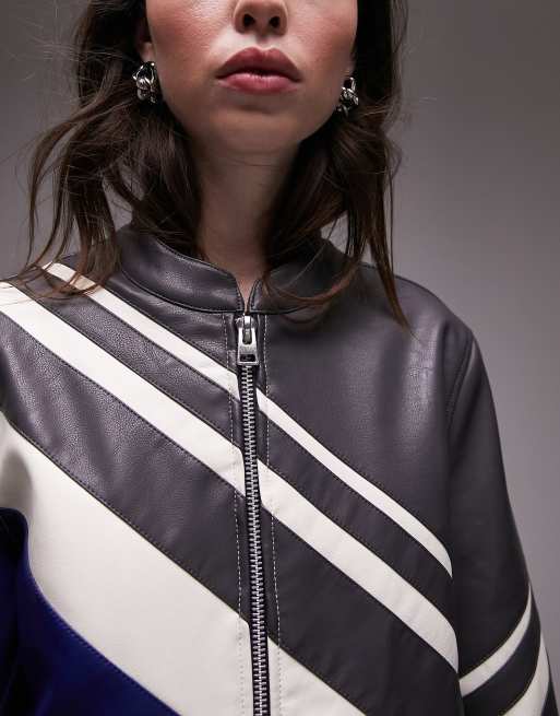 Topshop white leather sales jacket