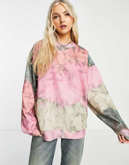 Topshop mottled tie dye sweatshirt in multi part of a set