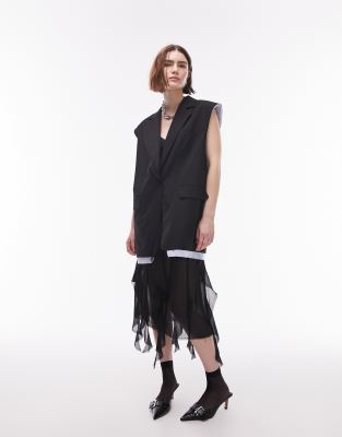 Balmain Mouwloze blazer van wol met ceintuur • Zwart • de Bijenkorf