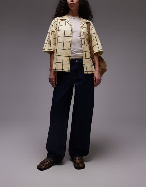 Topshop - Mørkeblå lavtaljede jeans med indsyet talje i afslappet pasform - view 1