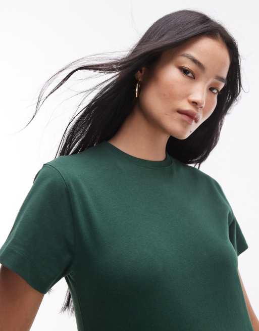 Topshop - Mørkegrøn T-shirt i firkantet pasform