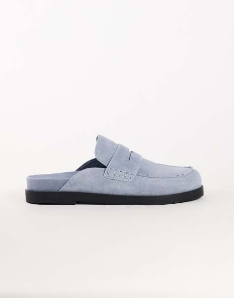Topshop - mule tipo mocasín de ante auténtico Addie en azul aciano - view 1