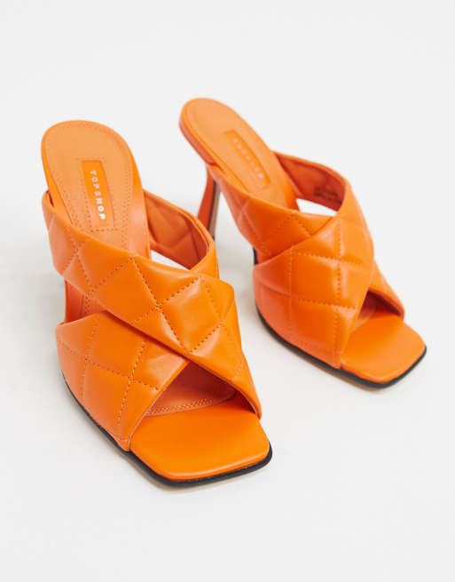 Topshop - Mules matelassées à talons - Mandarine, 4 de 4